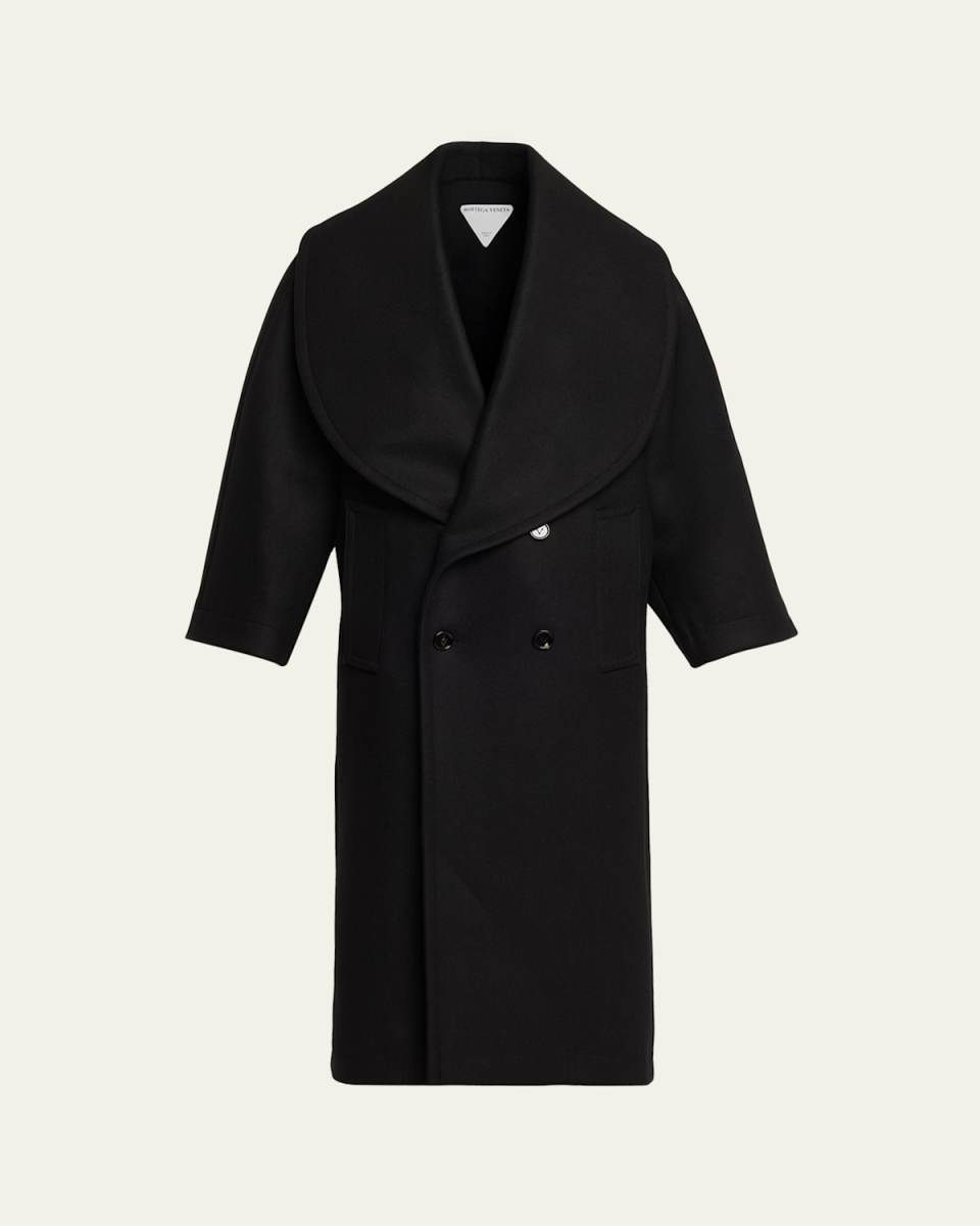 Oversized Collar Double-Breasted Wool-Blend Coat